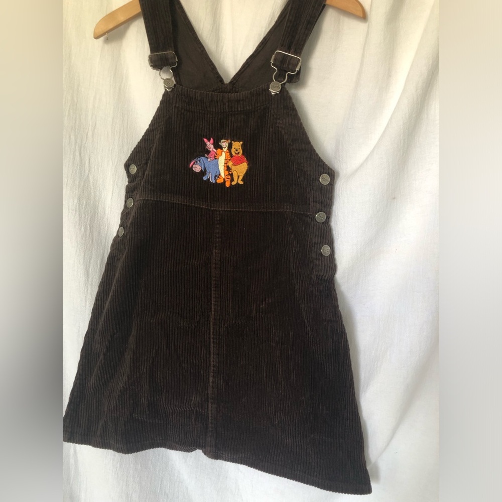 Y2K Vintage Disney Brown Corduroy Overall Dress